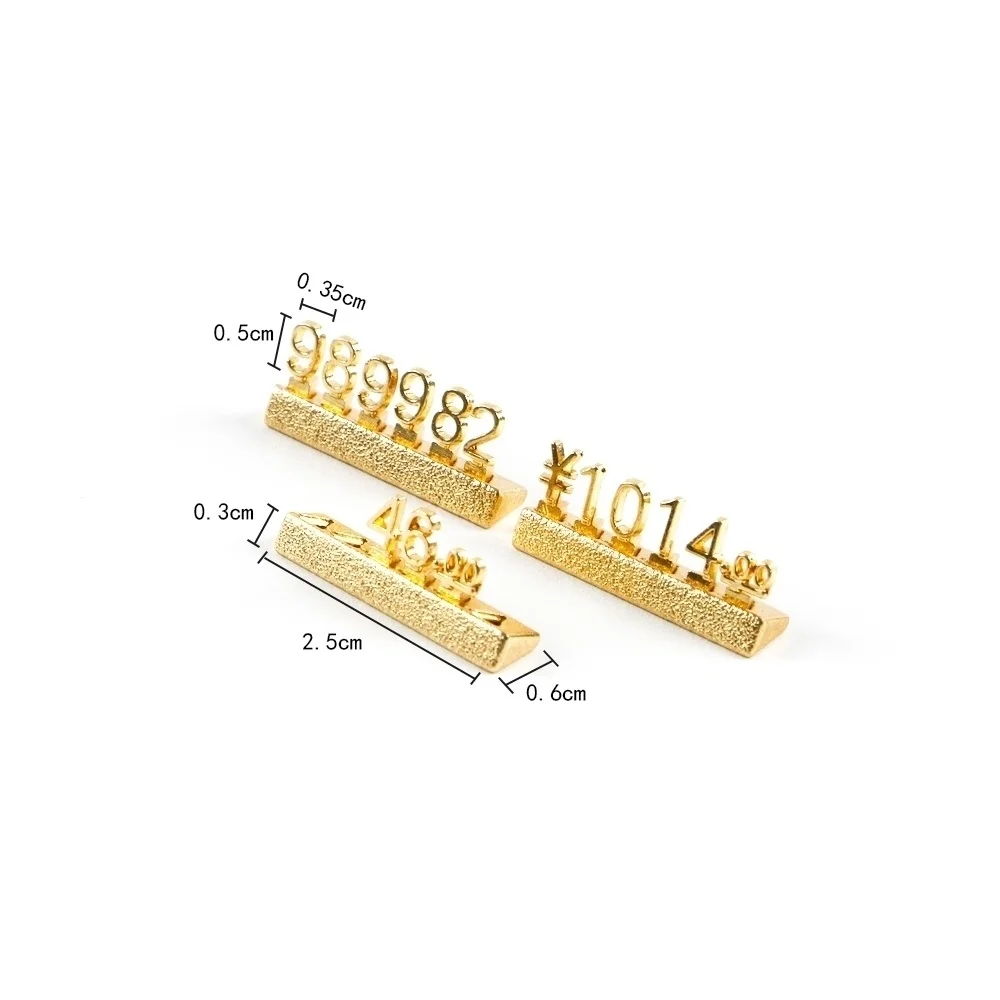 3d Gold Metal Cube Holder Adjustable Snap Number Digit Stick Watch Jewelry Snack Food Counter Price Card Display Stand