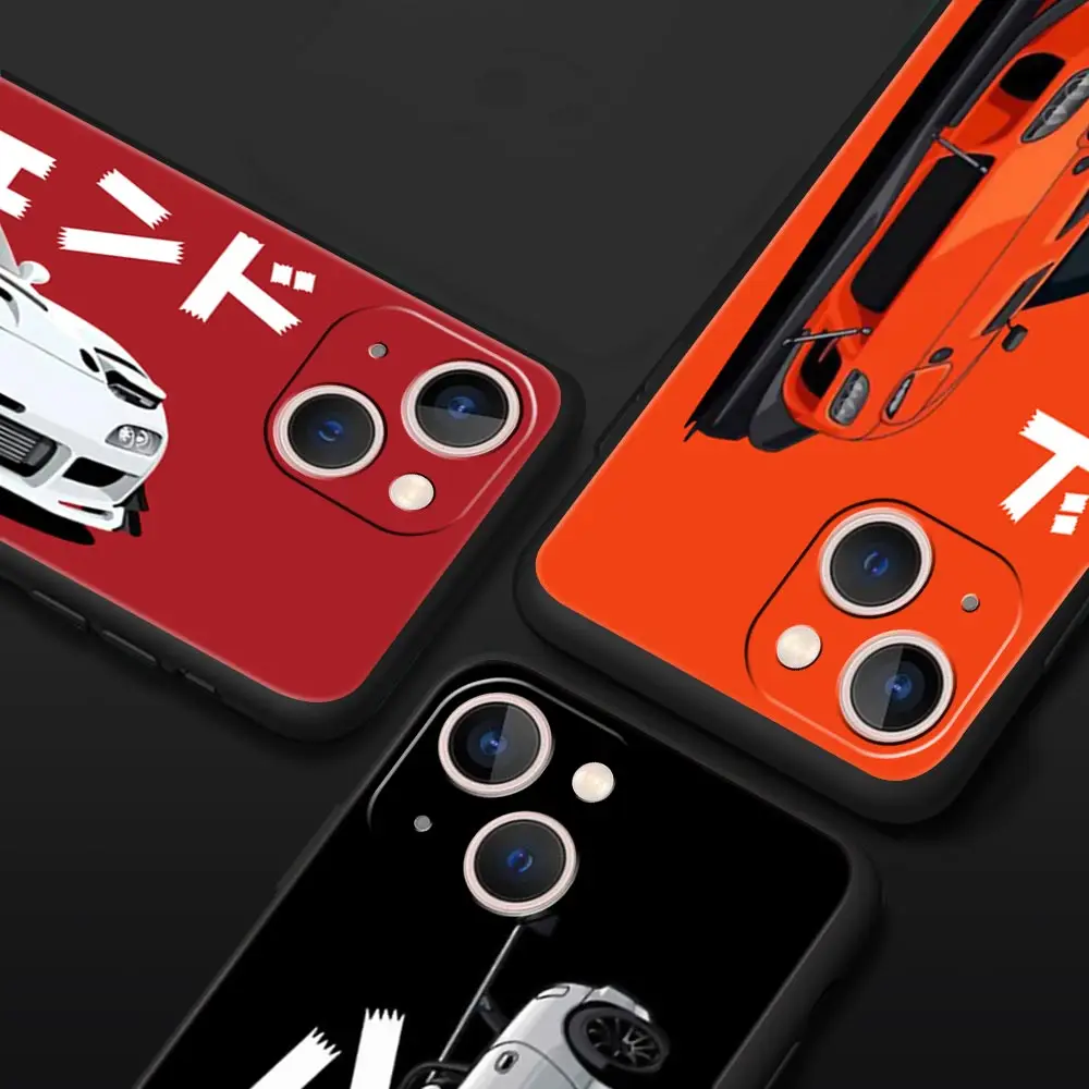 Luxury Phone Case For iPhone 11 12 13 15 16 14 Pro Max X XR XS 7 8 Plus SE Black Cover Funda JDM Tokyo Drift Sports Car