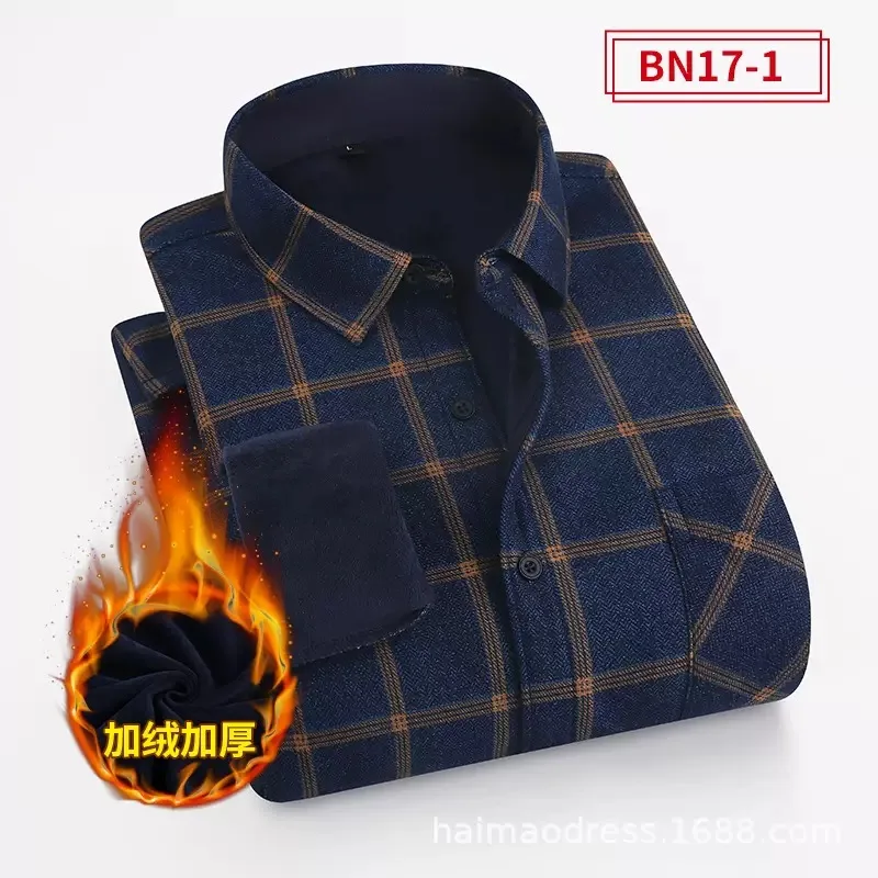 Winter New Fashion Trend With Thick Fleece and Warm Plaid shirt For Men's Casual Loose Sports Plus Large Size High-Quality Shirt