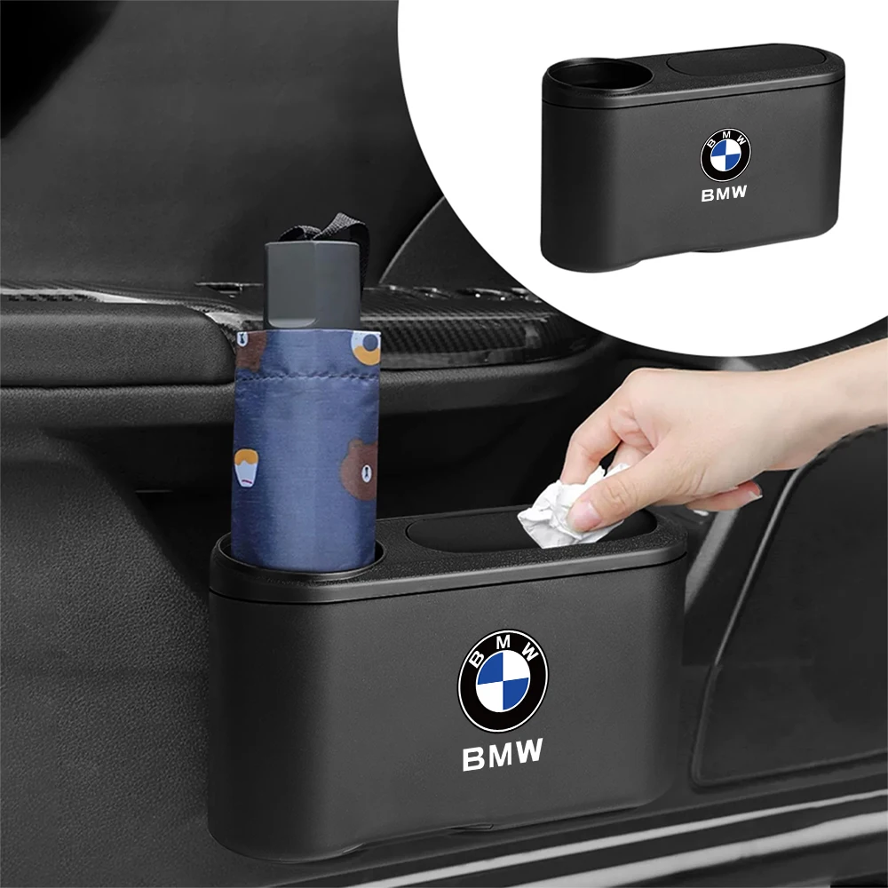 Car Trash Can Hanging Trash Bin With Drink Holder Organizer Box For BMW E36 E46 E53 E90 E60 E61 E93 X1 X2 X3 X5 X7 M Performance