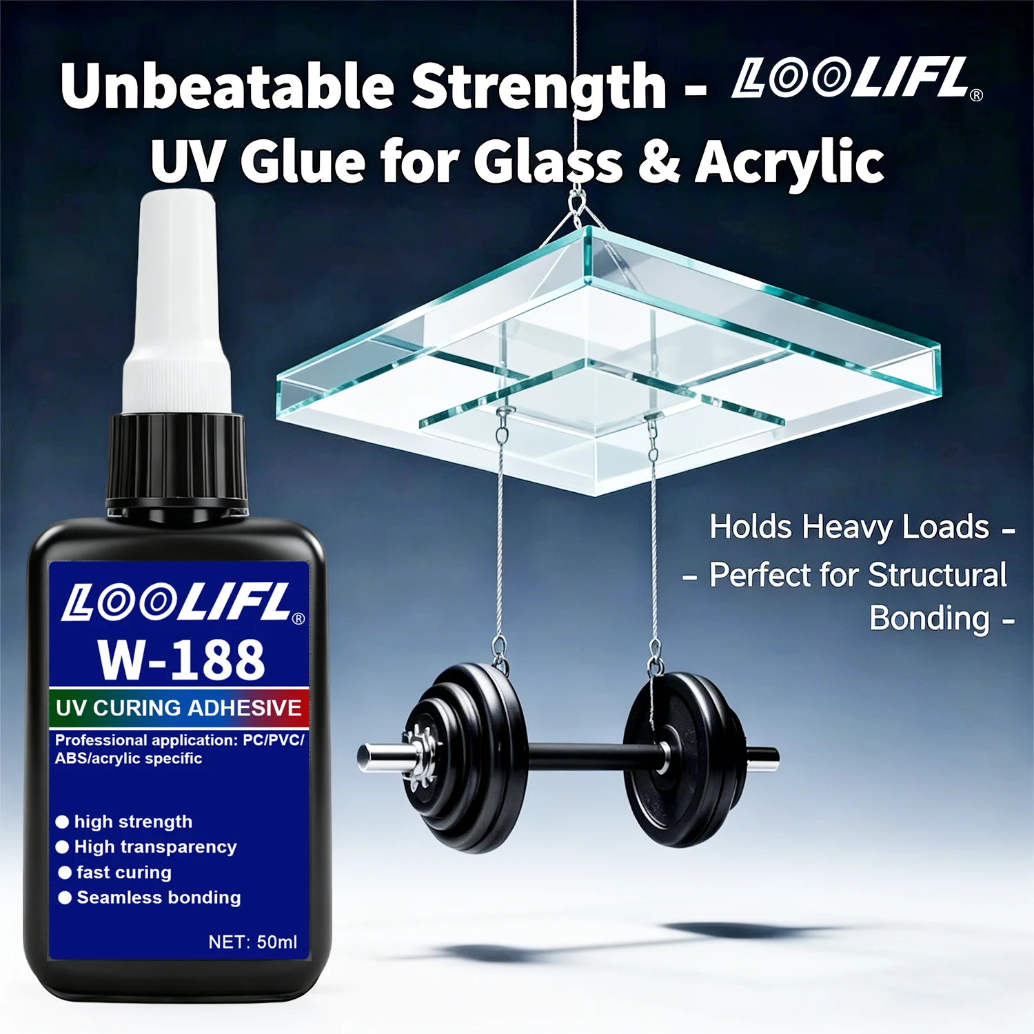 50g New W-188 High-Strength UV-Curing Resin Adhesive (Equipp