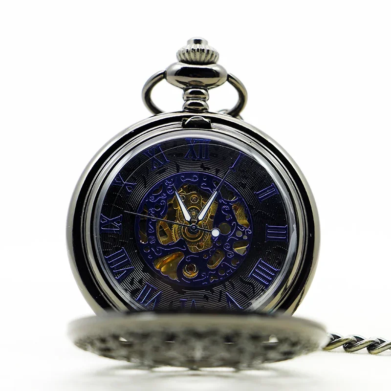 Antique Vintage Charm Hollow Skeleton Mechanical Pocket Watches Personalised Steampunk Necklace Pendant with Chain Clock Gifts