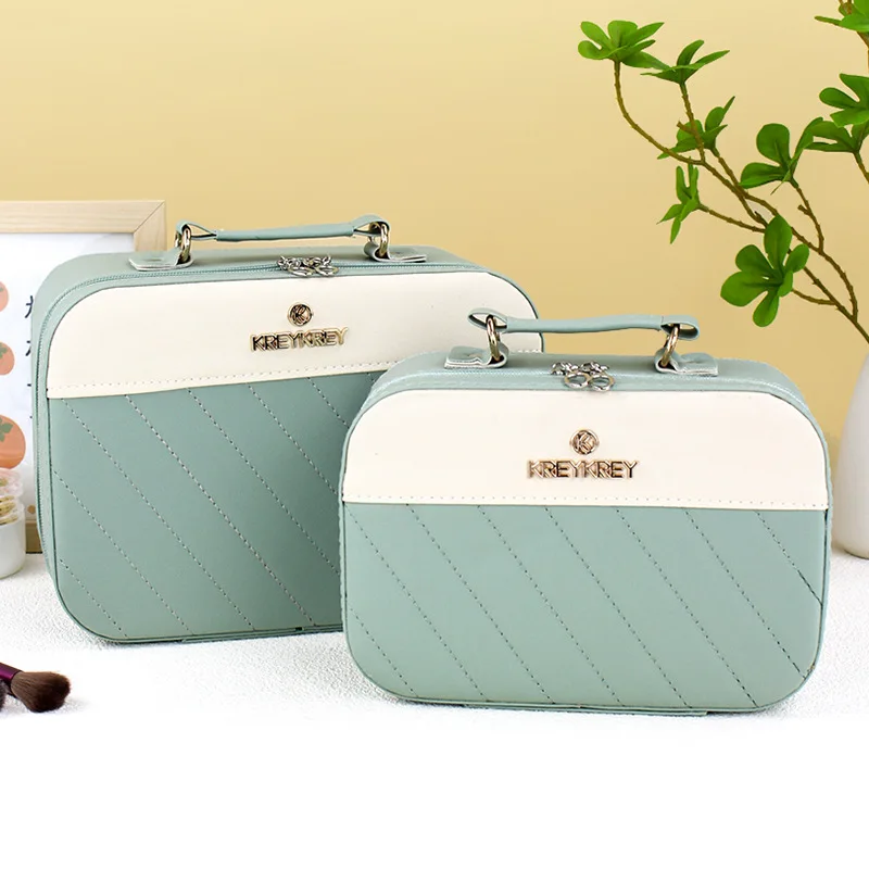 Handheld make-updoos met grote capaciteit, lederen draagbare reistoiletartikelen, organisator, waterdichte wasbaden, cosmetische tas, vrouwelijke tassen