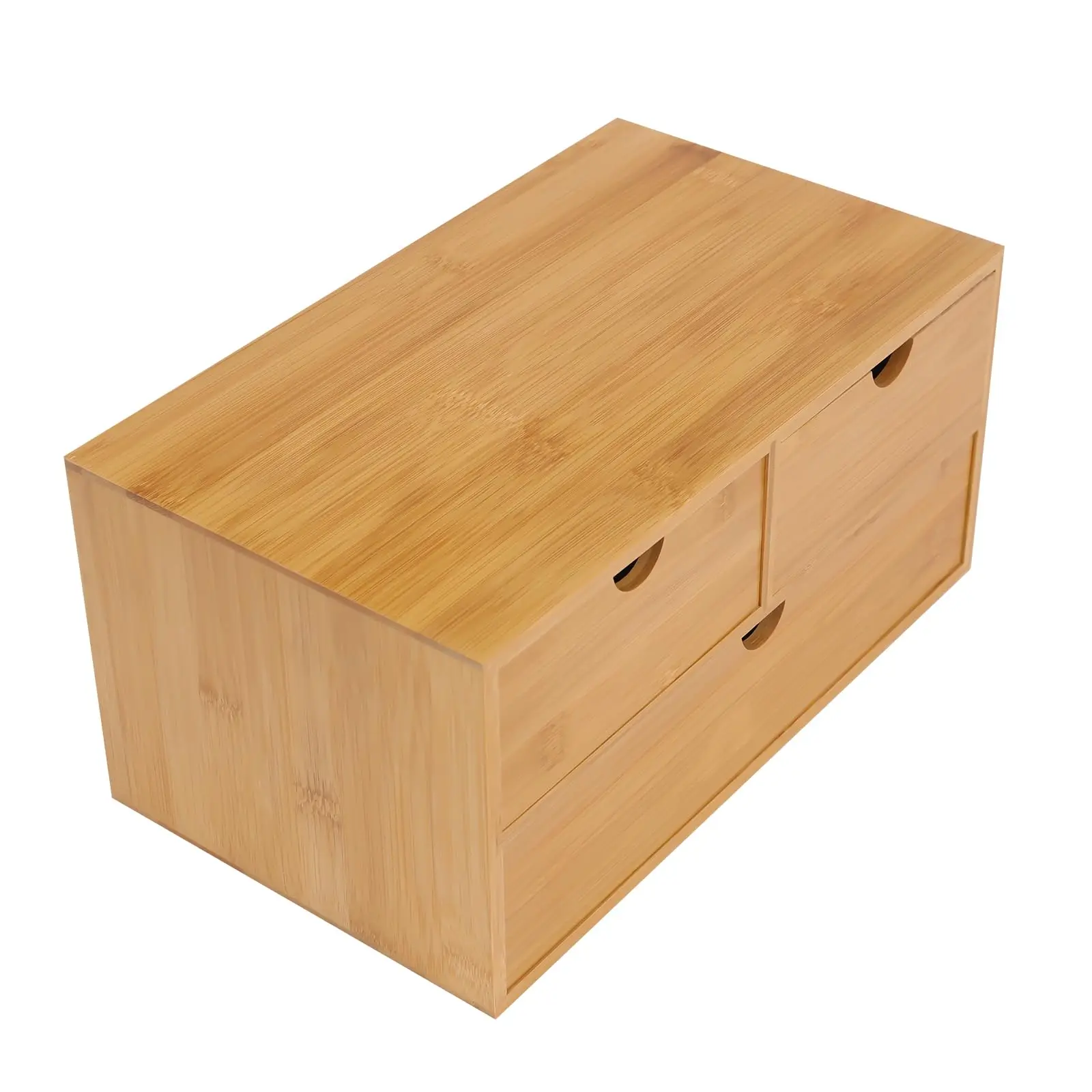 

Bamboo Desk Organizer with 3 Drawers, 3-Drawer Counter Storage Countertop Drawer Box, Modern Tabletop Organizer No Assembly Required