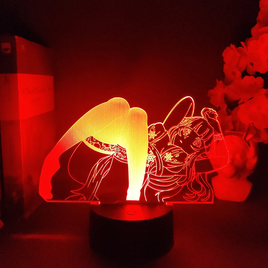 Kawaii 3D Night Light for Men\'s Bedroom Decoration Cute Waifu Figure Birthday Gift Bedside Neon Light Atmospheric LED Manga Lamp