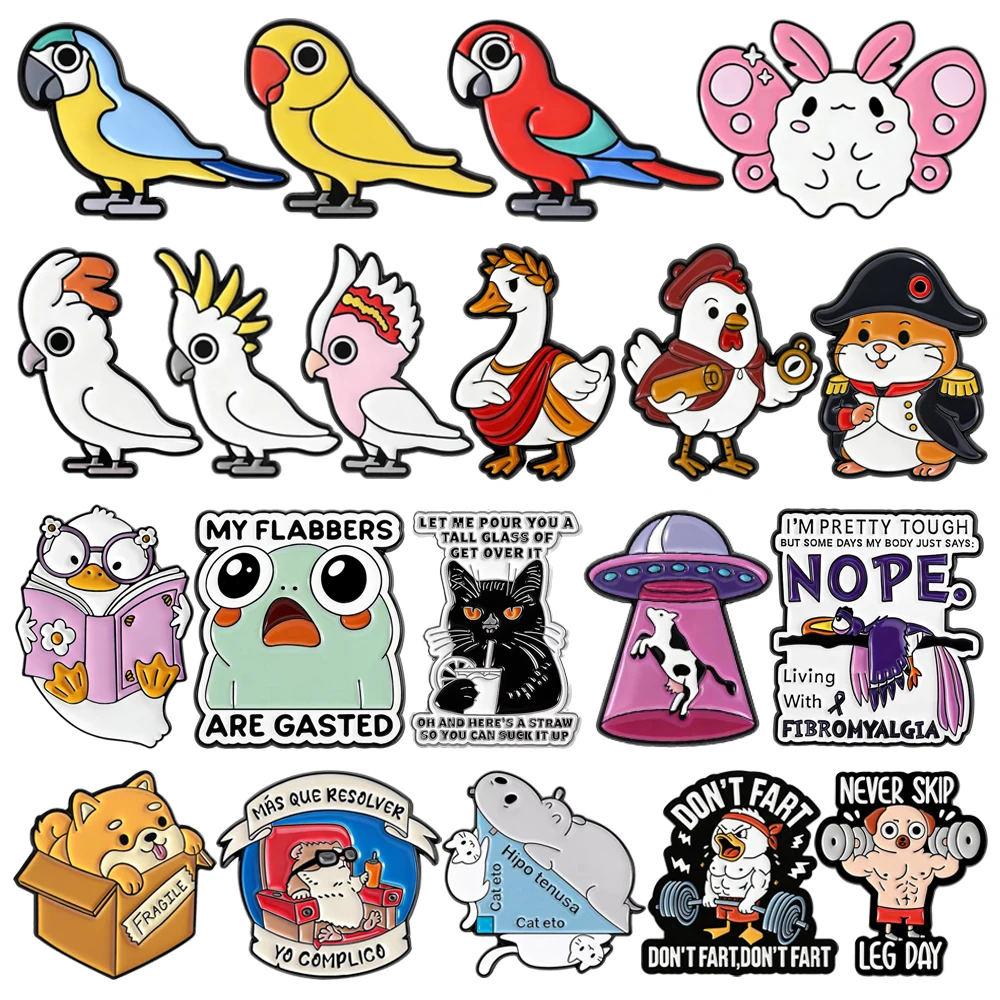 Cartoon Math Giraffe Enamel Pins Cute Duck/Cat/Frog/Dog/Parrot/Hamster/Rooster/Dolphin/Cow/Bat Lapel Badges Bag'Accessories Gift