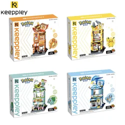 Keepley Building Block Pokemon Series Street View Charmander Street View Puzzle City Toy Splicing Model Desktop Decoration Gift