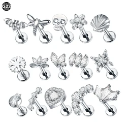 1PC Titanium Ear Piercings Skull Bat Ladybug Heart Stud Earring Labret Lip Stud Cartilage Tragus Helix Piercings Body Jewelry
