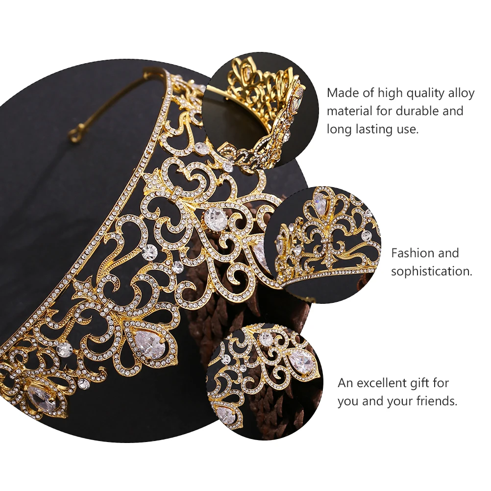 

Princess Crown Rhinestone Headdress Formal Party Wedding Decoration Bride Headb Lady Hairb Bridal Accessories Alloy Material