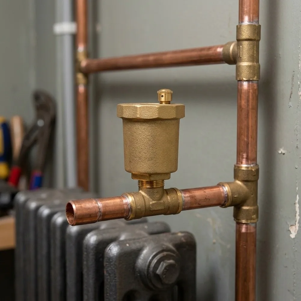 Automatic Brass Air Release Valve for Radiator Networks and Heat Pumps 5x5x7cm Prevents Air Binding Effectively