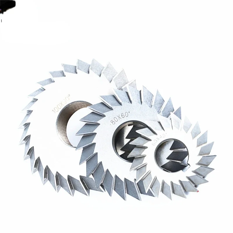 HSS end mills white steel V - double angle milling cutter 30 / 45 / 90 / 60 degree 60mm - 100mm helical gear for cnc machine