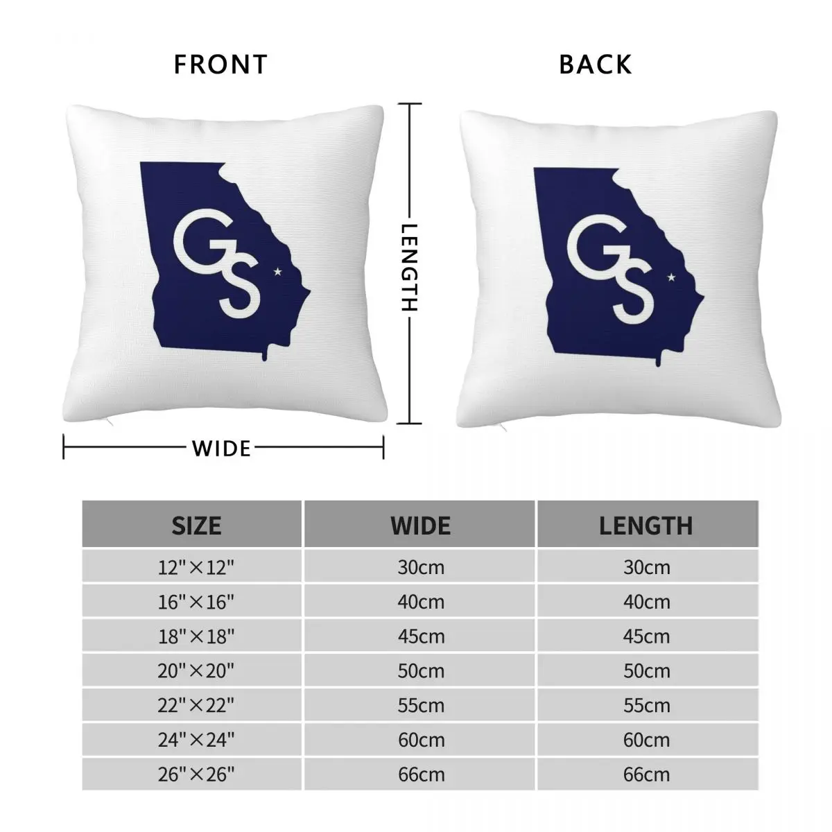 Georgia Southern Logo Square Pillowcase Polyester Linen Velvet Pattern Zip Decorative Pillow Case Home Cushion Cover