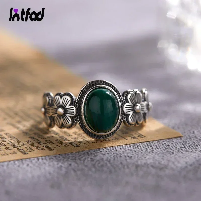 

Vintage S925 Silver Rings Shiny Malachite Ladies Rings Fine Jewelry Couple Rings Party Accessories Gifts