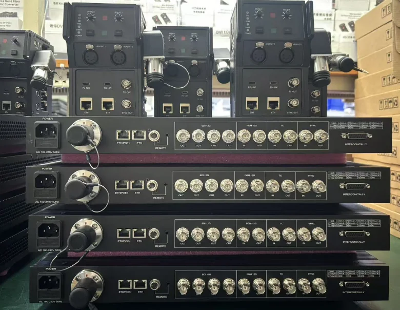 SDI 12G  4K Video in , PGM Video , EFP  Intercom Tally Ethernet  TC ,  Hirose Remote for so Ny  SMPTE  Fiber  Optic Converter