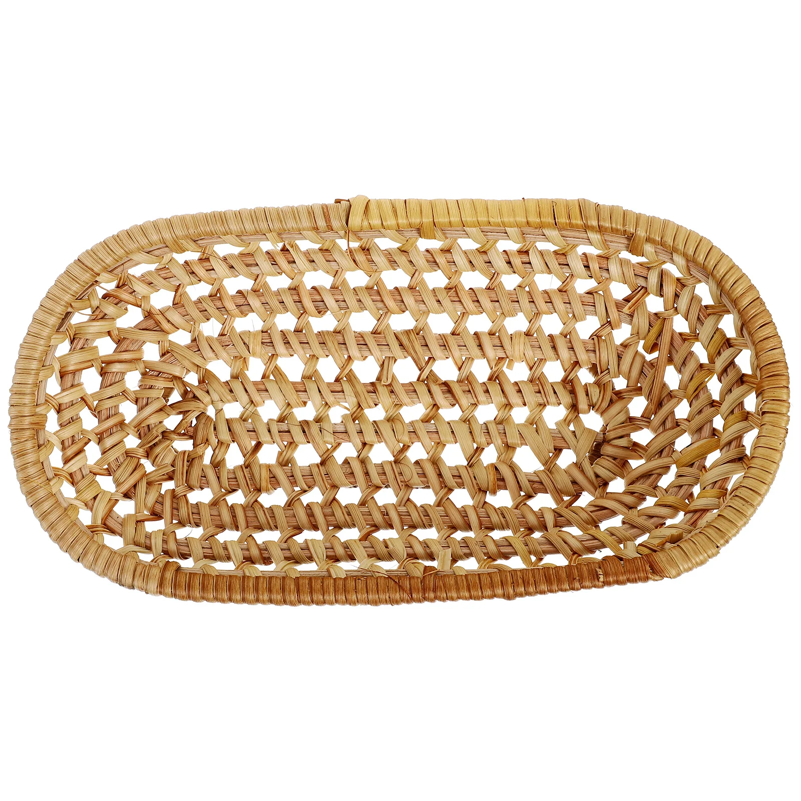 

1pc Rattan Towel Tray Basket Stand Handmade Knitting Plate Basket Woven Storage Organizer For Kitchen Bathroom Hotel Living Room