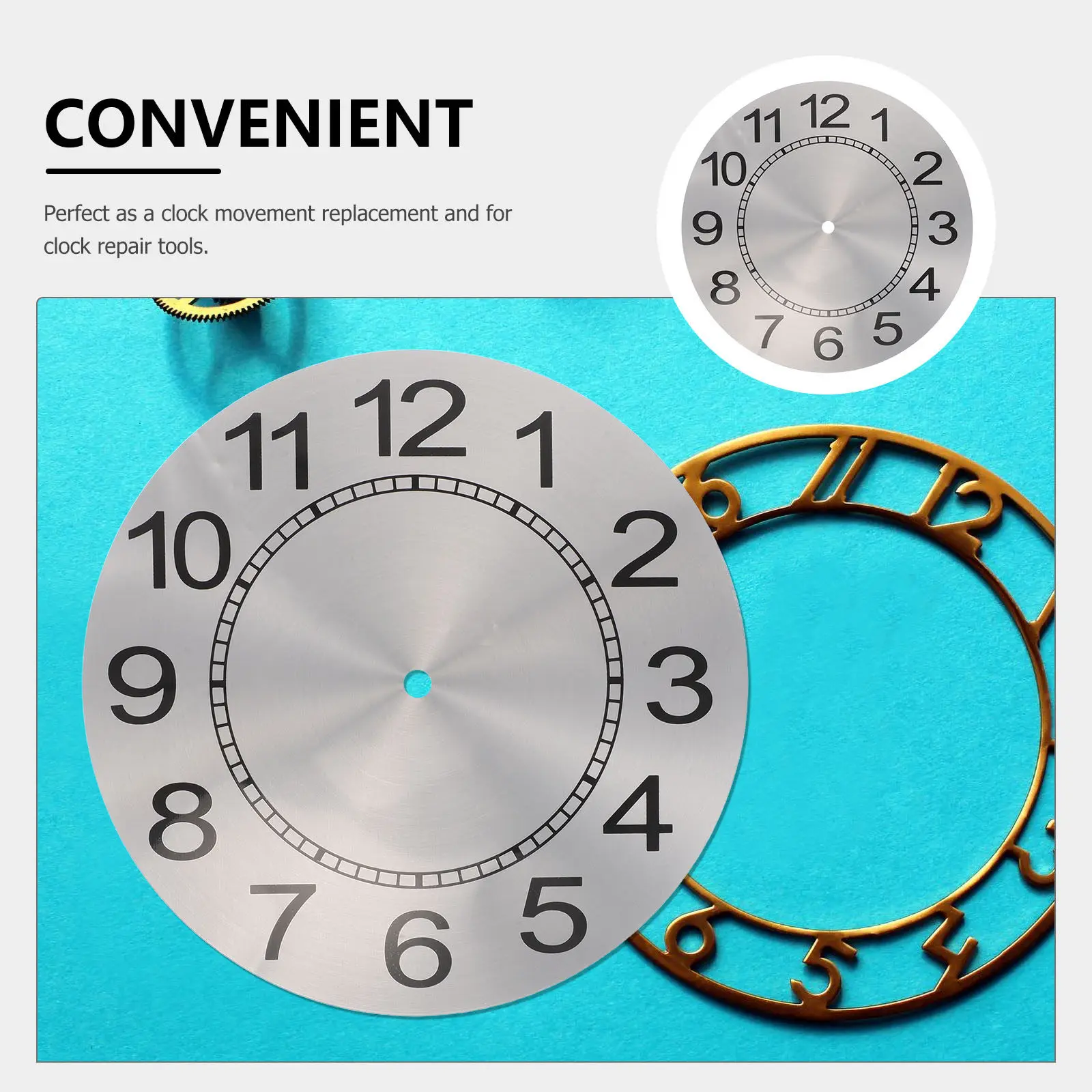 

243Mm Aluminum Round Clock Dial Replacement for Wall Clocks Quartz Movement Metal Clock Face DIY Craft Repair Tools Dial Panel