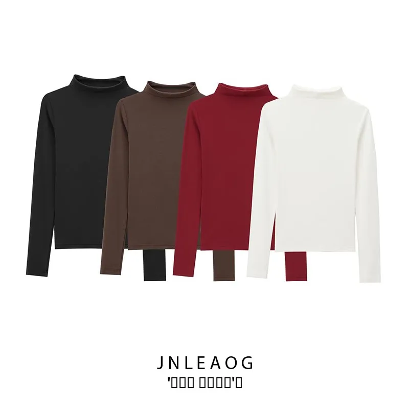 

Faionable Футболка с высоким воротником JNLEAOG Женская одежда Дизайн Sensation Универсальный Sli Long Sve Полиэфирное волокно