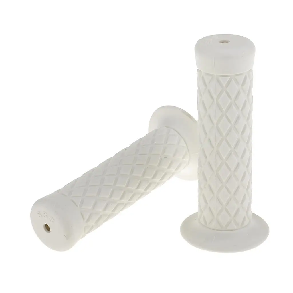 

White Rubber Motorcycle Handle Bar Grips Universal 22mm Handlebars for Chopper and Scooter