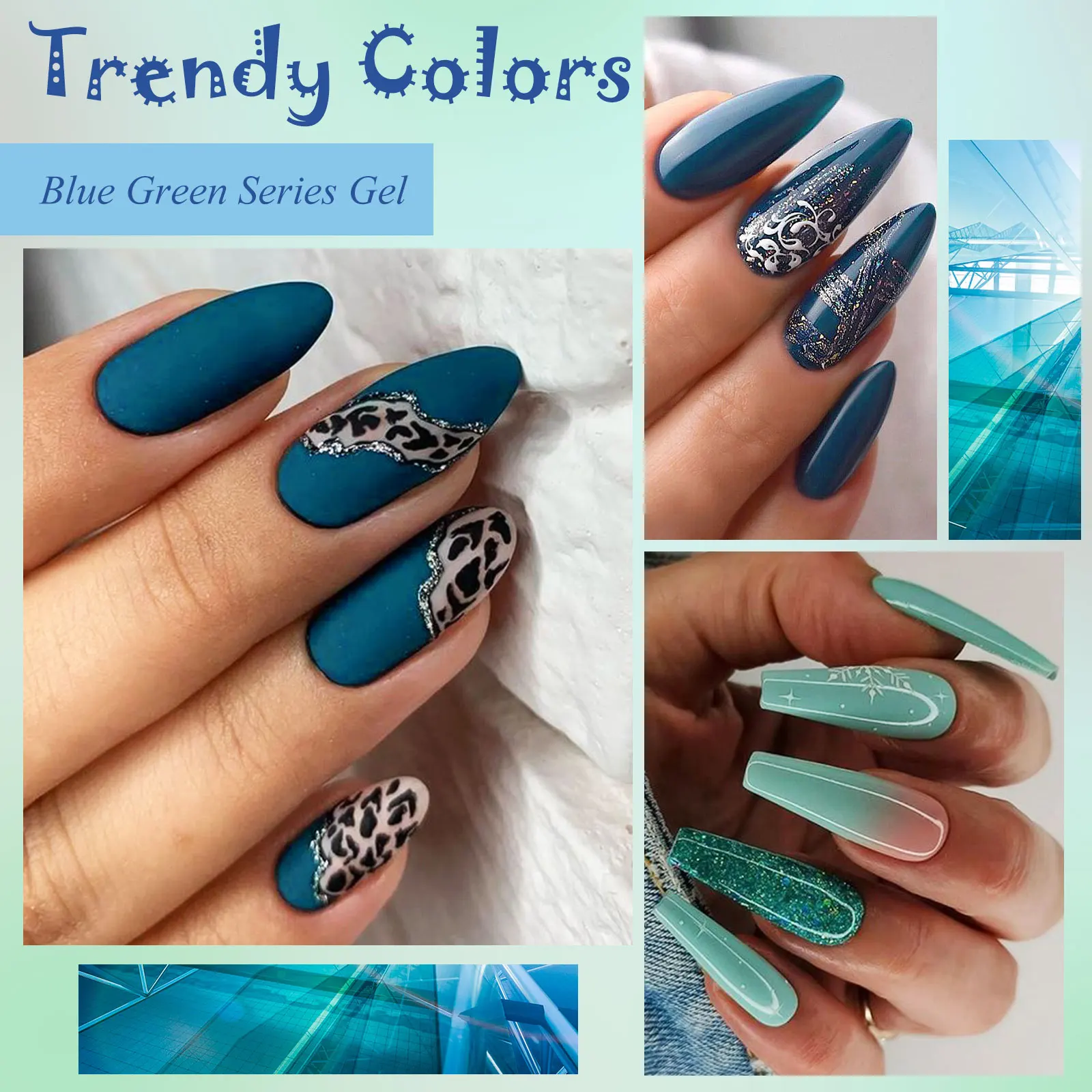 MSRUIOO 8ml Niebiesko-zielony żelowy lakier do paznokci Kolorowy brokat Półtrwały lakier żelowy UV do paznokci Manicure DIY Design