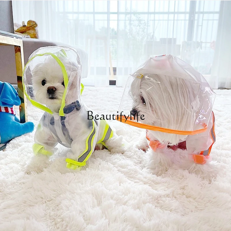 

Transparent Puppy Dog Raincoat Four-Legged Waterproof Rainy Day Artifact Poncho