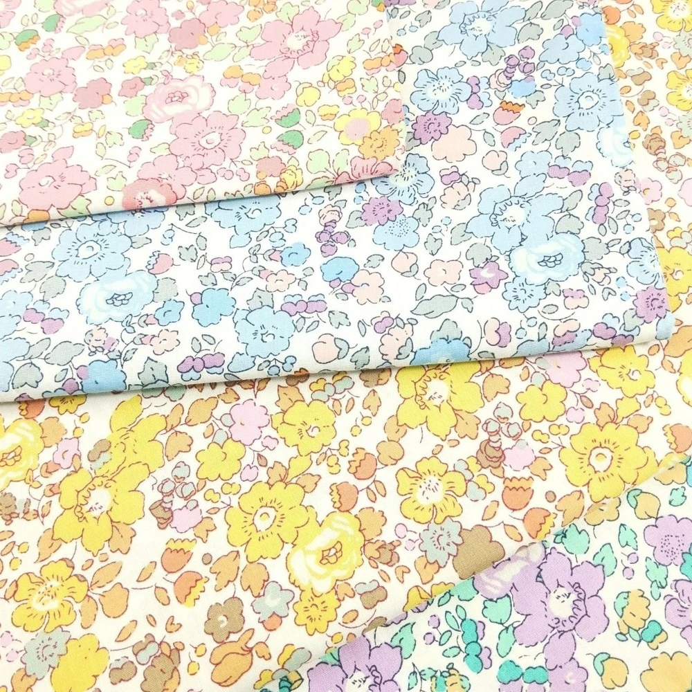 

40s Combed Cotton Poplin Pastoral Floral Printed Fabric For Women Dress DIY Sewing