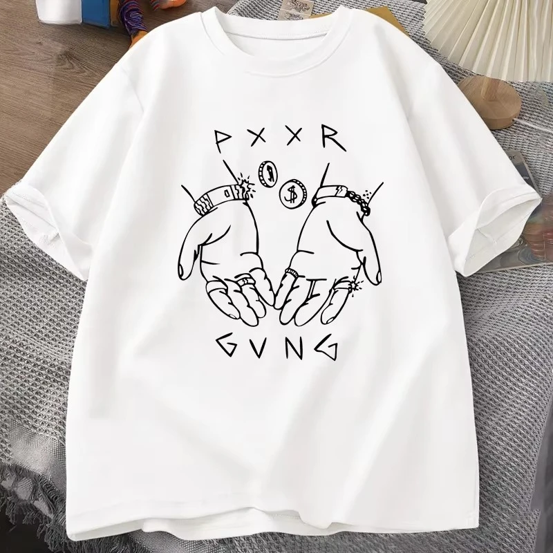 Pxxr Gvng The White Family T-shirts O Neck  Tshirt Women Short Sleeve Tee Shirt Summer Graphic Tees Streetwear