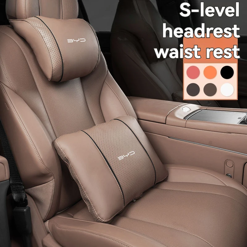 

New High-end Leather Car Headrest Neck Multi-function Waist For BYD Leopard 5 8 Song Plus Yuan Pro Seal U Sealion Accessories