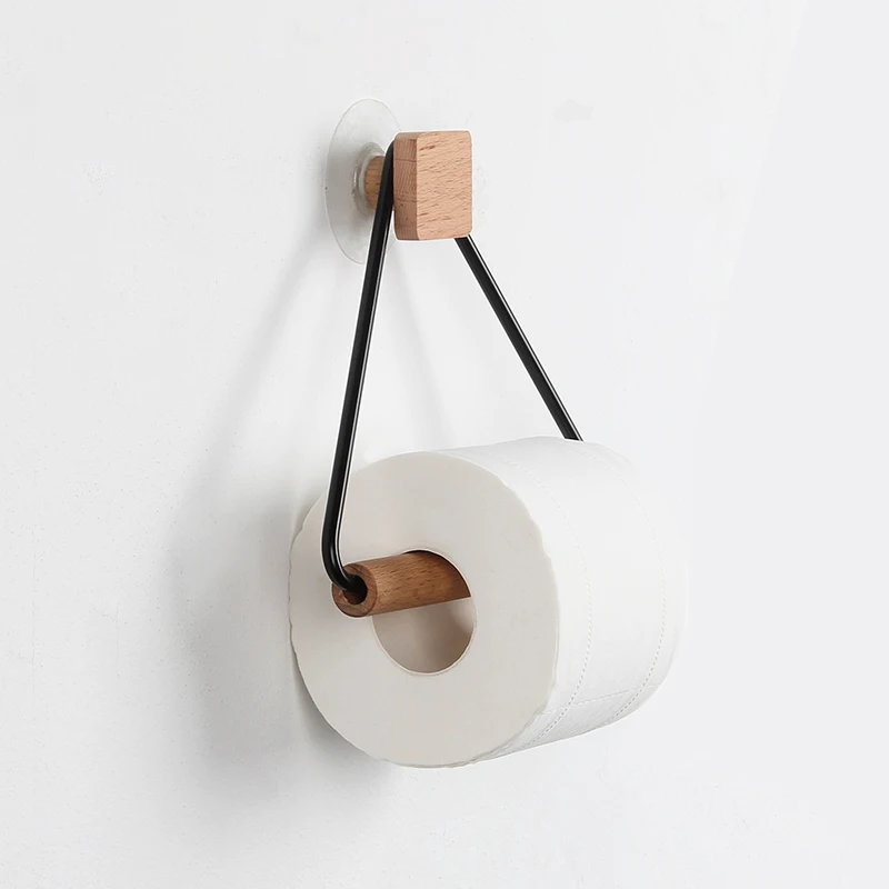 Toilet Paper Towel Dispenser Wooden Paper Roll Holder for Bathroom Contact Paper Holder Household Storage Rack