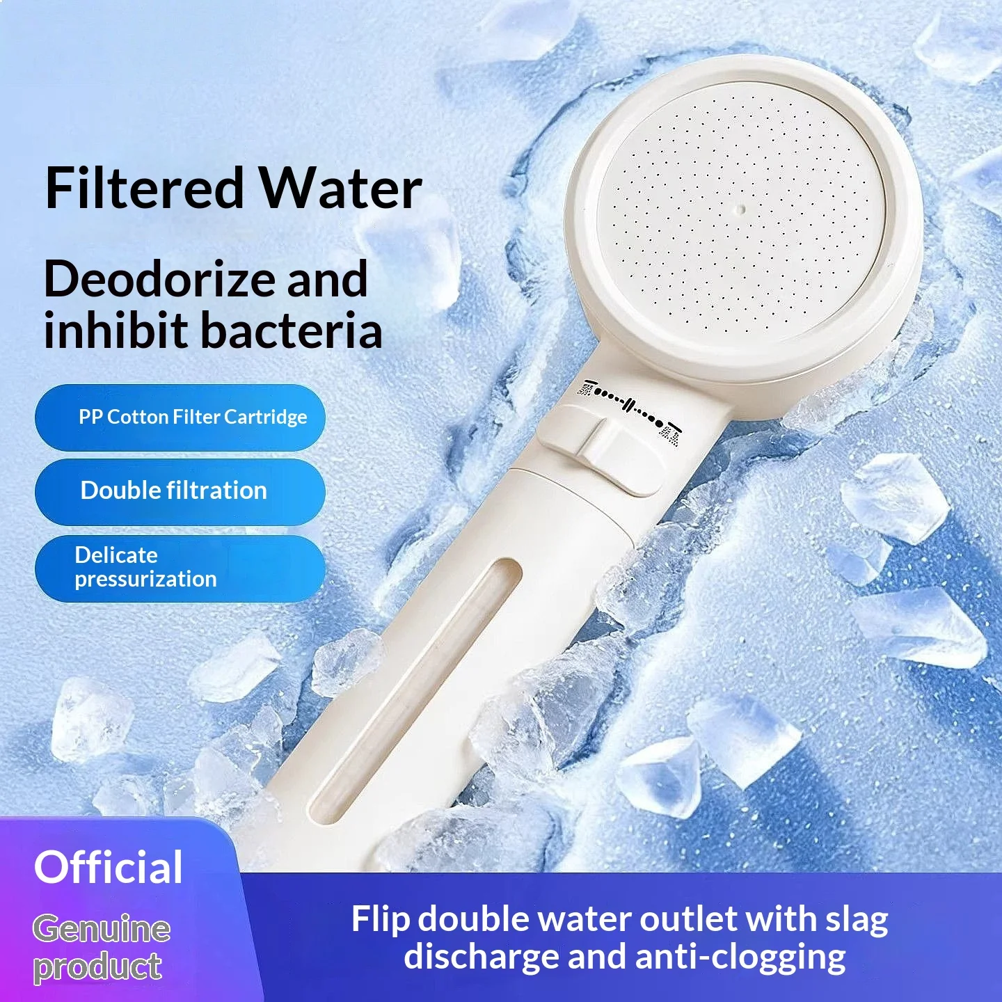Multifunctional High Pressure Filter Shower Head with Handheld, Removes Chlorine for Smooth Skin
