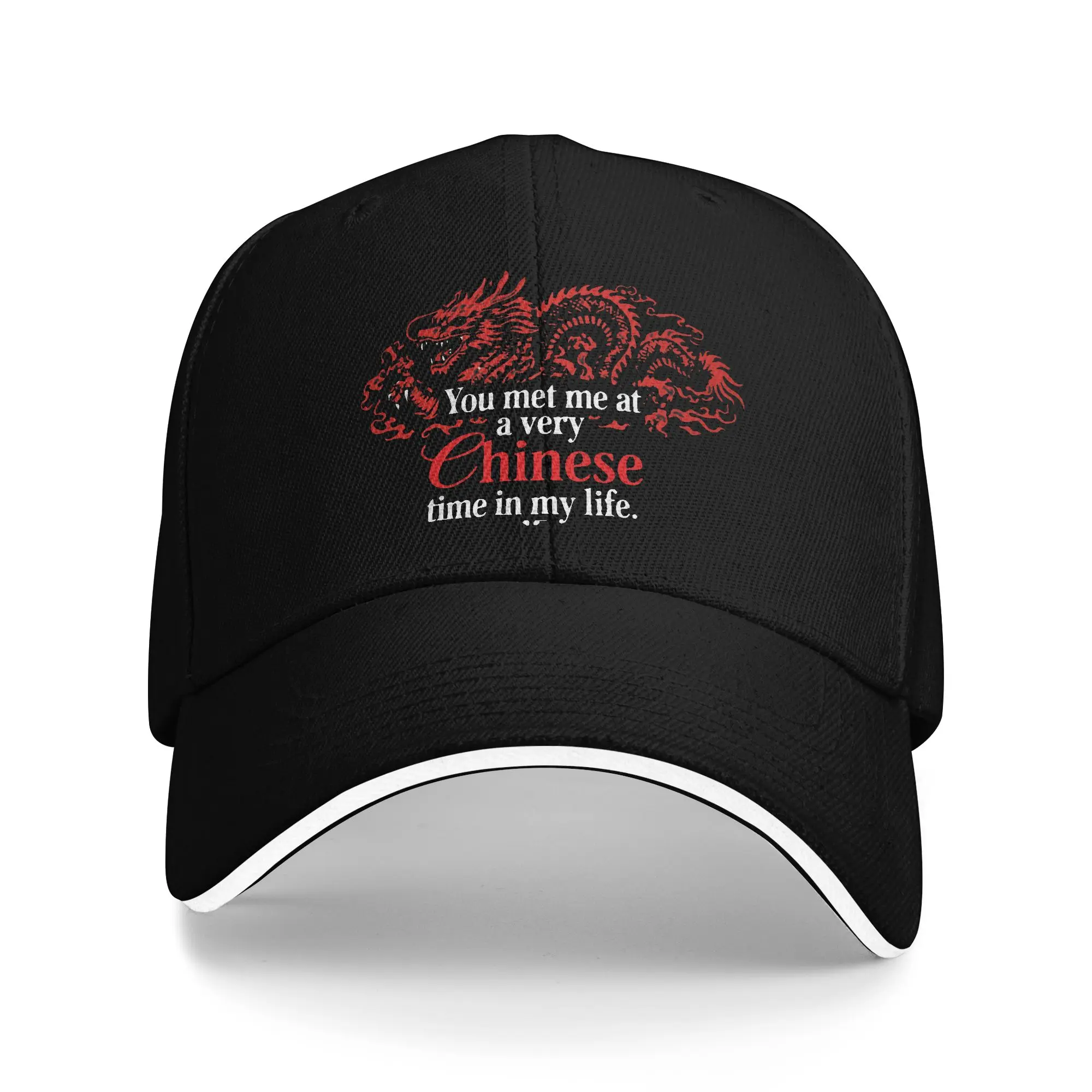 You Met Me At A Very Chinese Time In My Life Sun Baseball Cap Spring Unisex Men Print Hip Hop Hats Hot Sale Baseball Caps