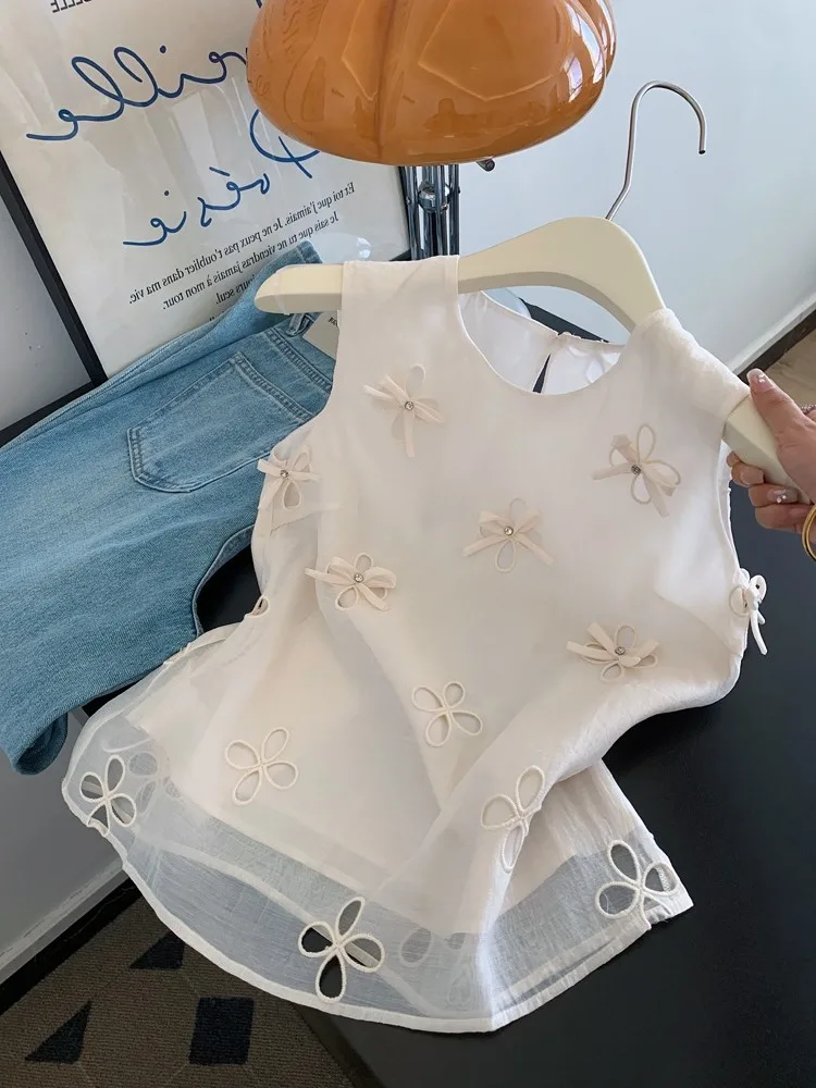 Coreano dolce nodo cinturino allentato lavoro irt donna estate riduzione dell'età unico bellissimo top casual sle vestibilità ampia