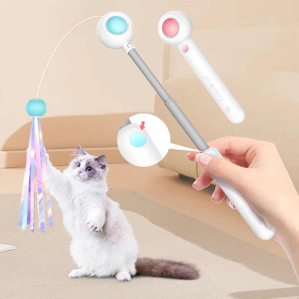 Interactive Cat Toys Retractable Cat Stick Toy For Kitten Playing Cat Laser Teaser Wand Pets Supplies Products Cat Accessories