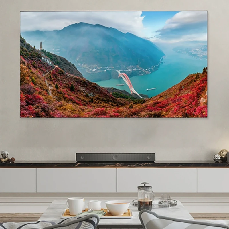 2025 Premium Cinema matwit UHD-projectiescherm 60-250 inch vast frame 1 cm smalle rand 4K 8K-projectoren voor thuisbioscoop