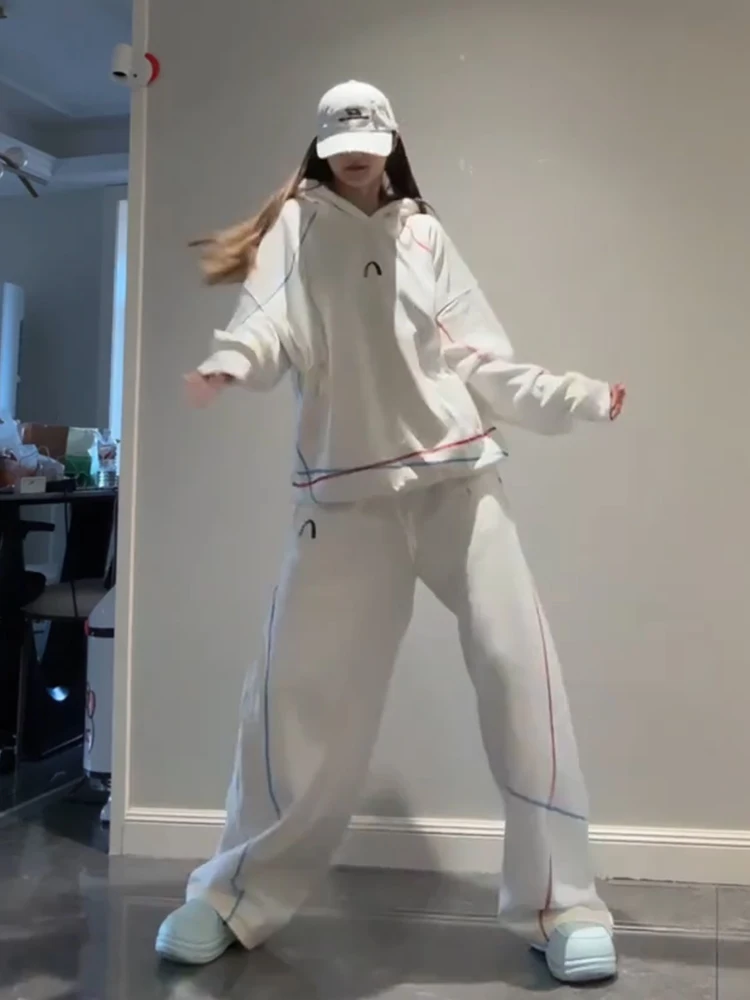 

Korean Style Casual Sportswear Set Women's Hat Sweatshirt Sweatpants Two Piece Set Small Size Fashionable And Cute