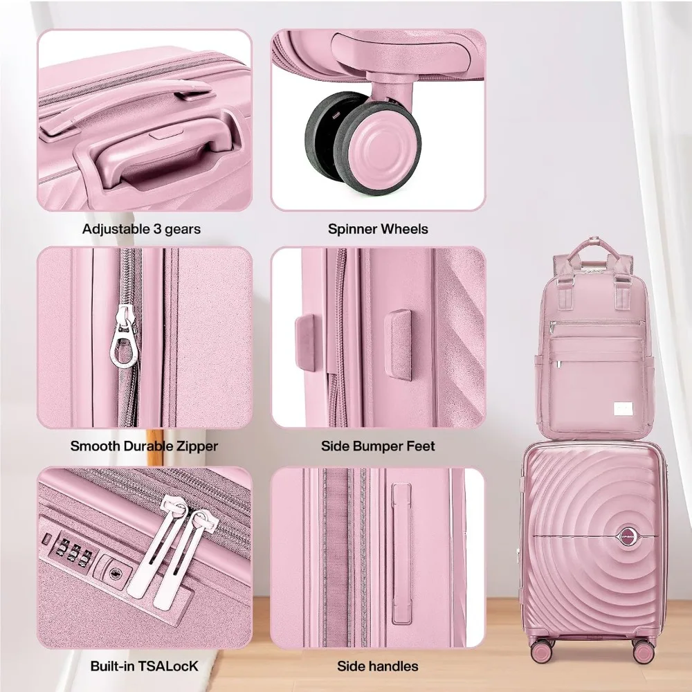 Maleta de mano liviana expandible de 20 pulgadas con ruedas, aprobada por aerolínea, 22x14x9, equipaje de viaje S