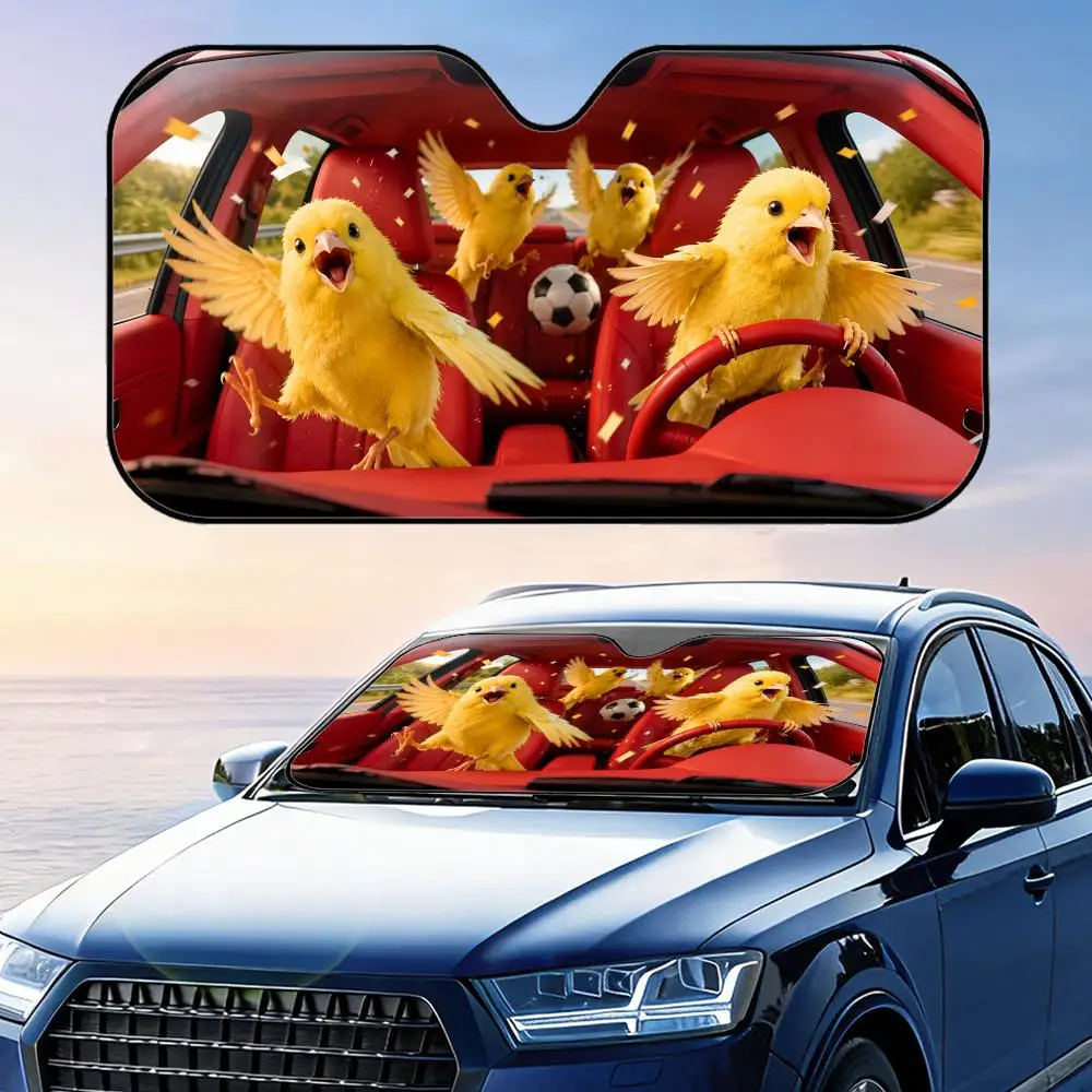 

Canary Soccer Party Sun Visor Car Front Windshield Sun Shade Foldable Reflective UV Protection Heat Insulation Cover