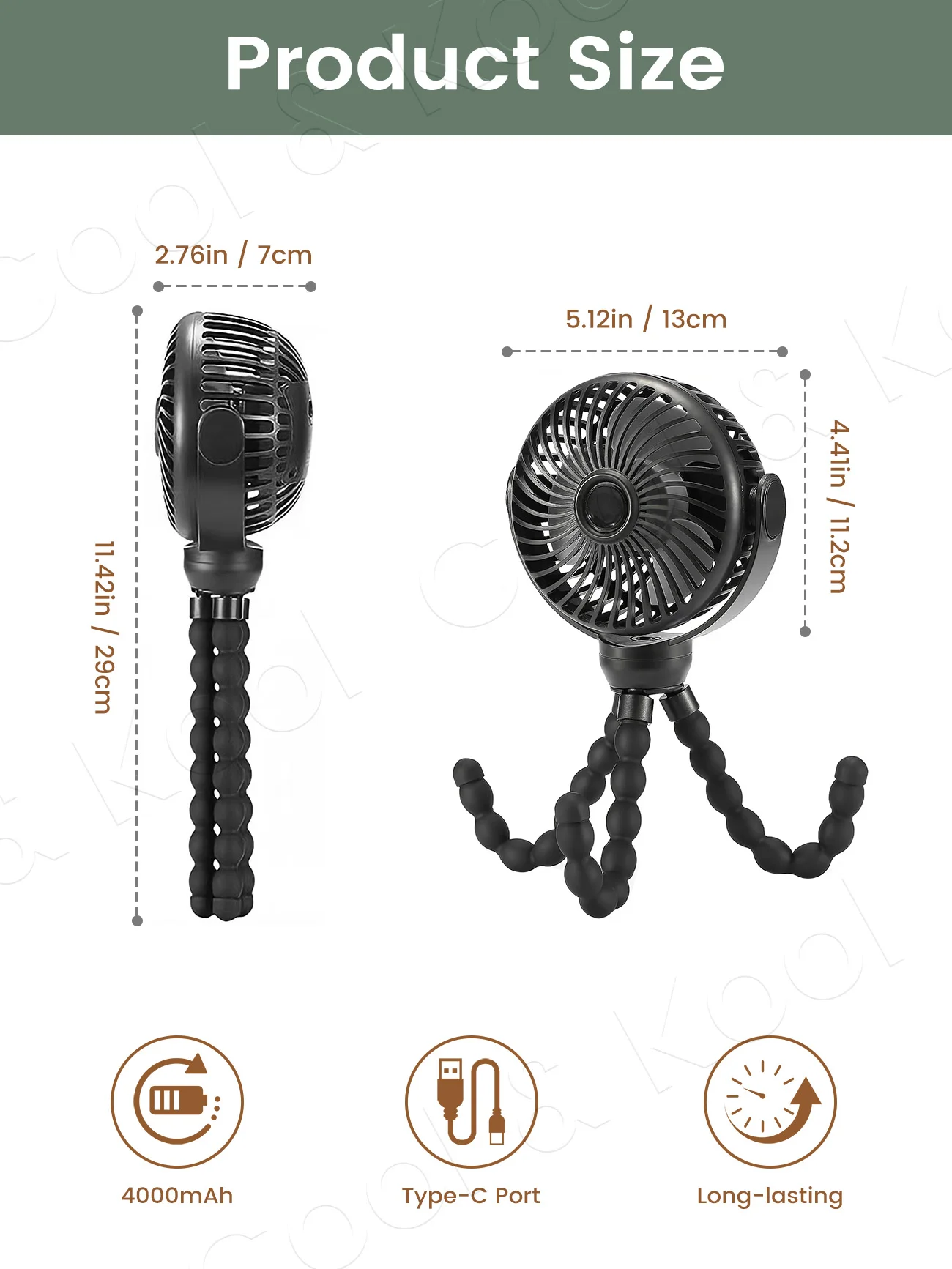 3-Speed Portable Stroller Fan, USB Rechargeable Clip-On Fan for Baby Strollers & Newborn Essentials