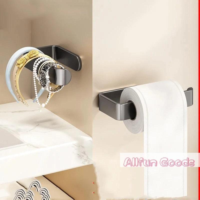 [TG835]Wall Mounted Toilet Paper Holder Rustproof Thickened Plastic Storage Rack Bathroom Kitchen Toilet Accessories