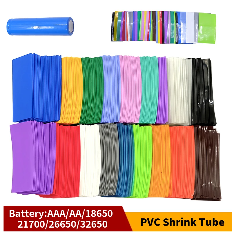 

20/50/100pcs PVC Heat Shrink Tube 18650/21700/26650/AA Lipo Battery Wrap Precut Insulated Film Cover Lipo Battery Sleeve Casing