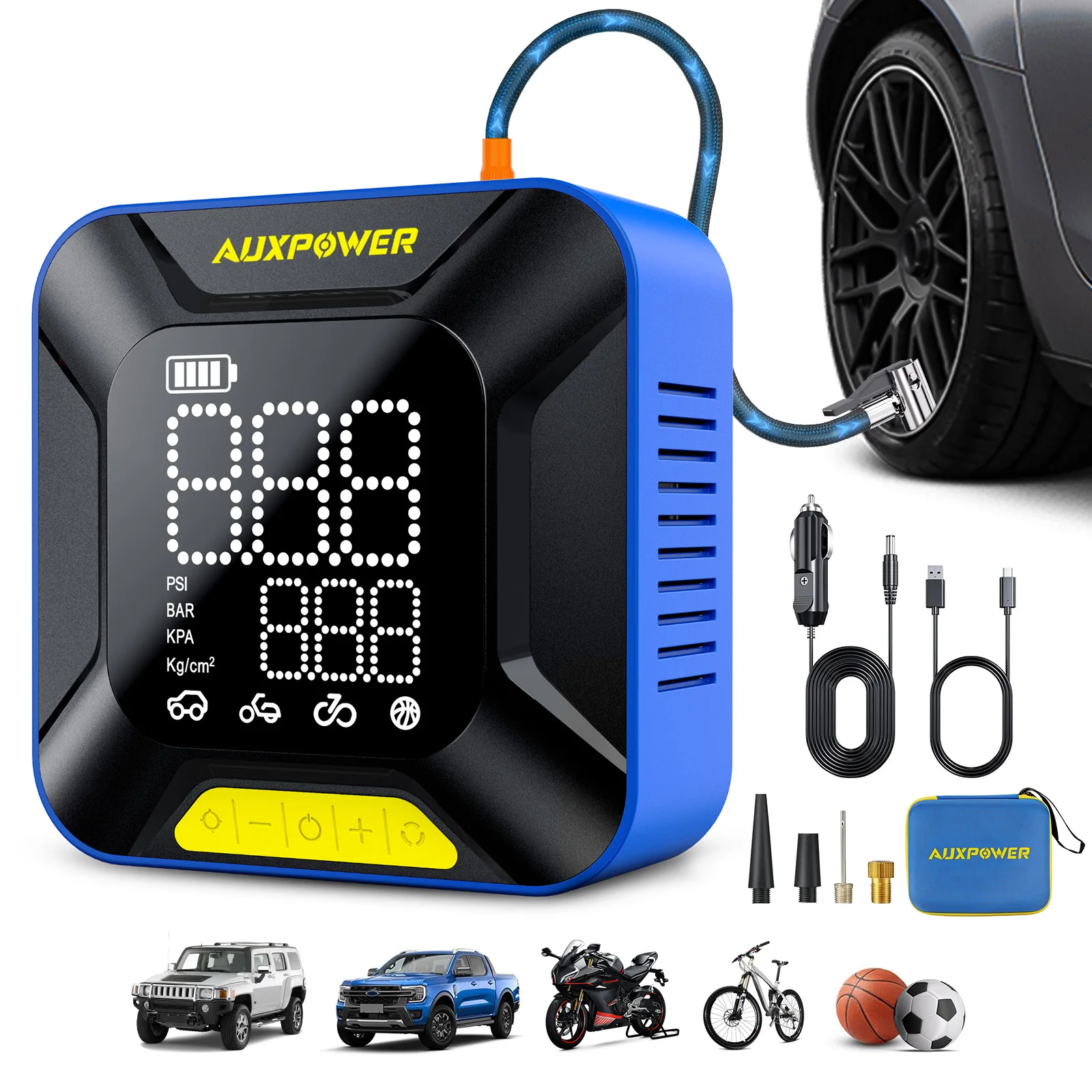 

150PSI 7800mAh Portable Car Air Compressor Tire Inflator Air Pump for Car Motorcycle Ball with Power Bank and Lighting Function