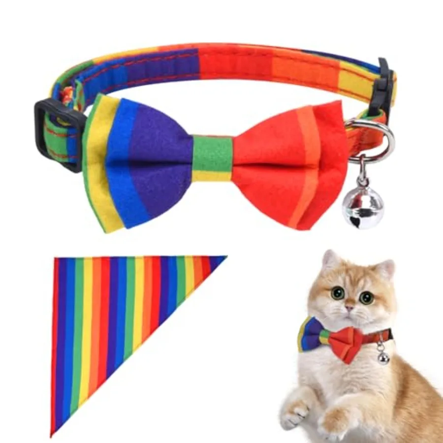 Raiow القط طوق Raiow الياقات القط مع جرس القط العلامات شخصية قابل للتعديل طوق الحيوانات الأليفة ووشاح الديكور مجموعة يناسب معظم فتاة