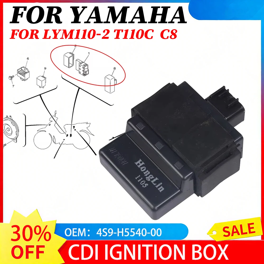 Caja de encendido CDI para motocicleta, unidad completa con gatillo para sistema de encendido YAMAHA Crypton R T110 C8 T110C LYM110-2 4S9-H5540-00