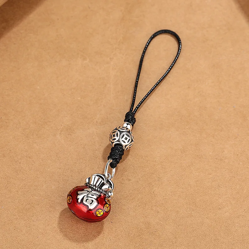 HX Elegant Mini Chinese Coin Charm Pendant Vintage Resin Craftsmanship Ethnic Style Lucky Bag Jewelry for Women