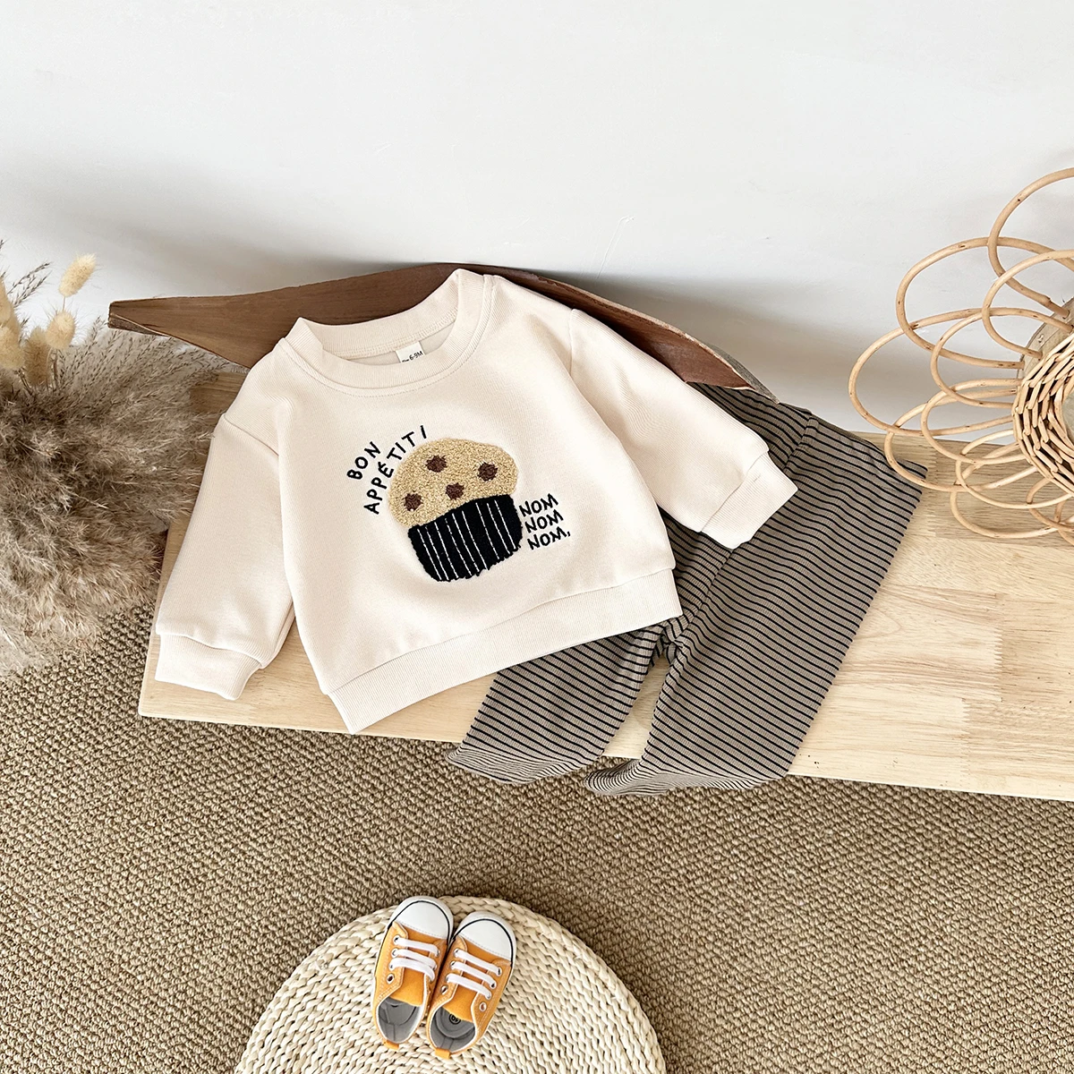 Toddler Outfits Baby Boy Thick Tracksuit Cute Cake Embroidery Sweatshirt+Pants 2pcs Long Sleeve Fashion Kids Girls Clothes Set