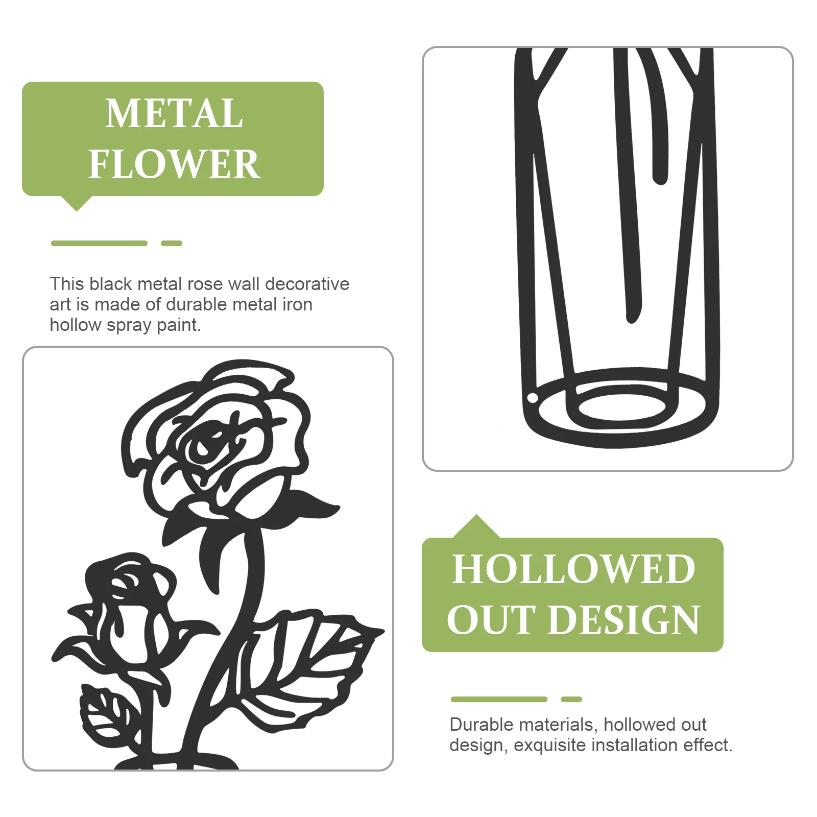 

Iron Decor Fine Coloring Fade Resistant Creative Home Decoration Unique Metal Flower Art Wall Hanging nament