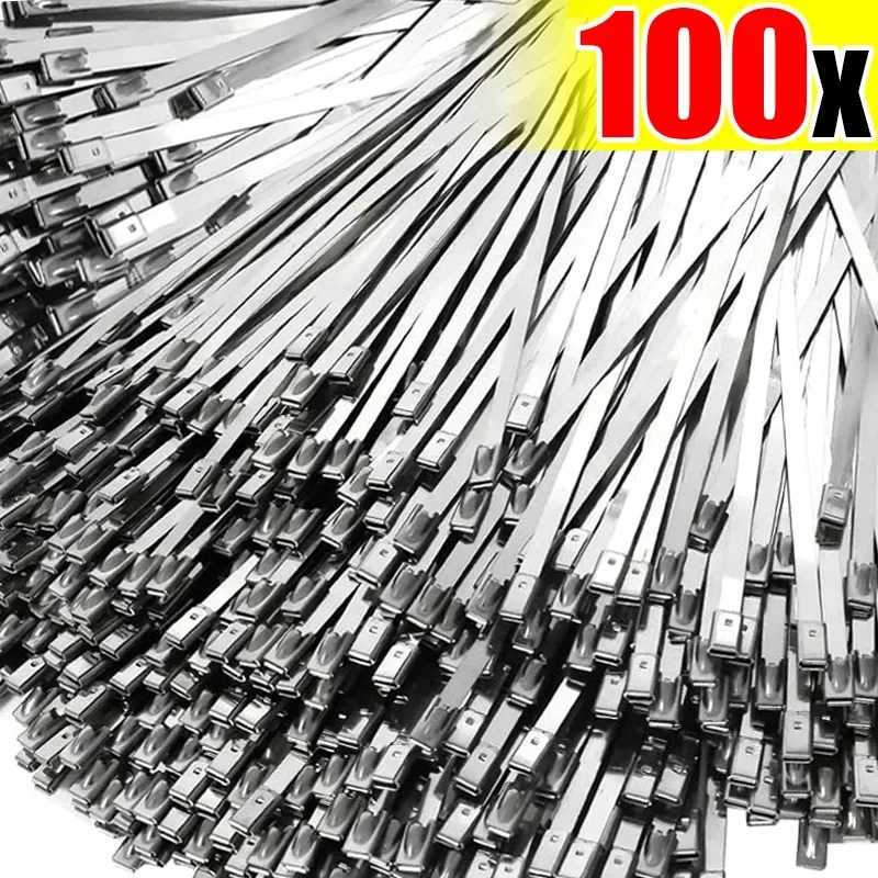 Grosir ikatan kabel logam mengunci sendiri, dapat digunakan kembali tugas berat pengatur dasi kabel multifungsi Stainless Steel pengencang dasi ritsleting