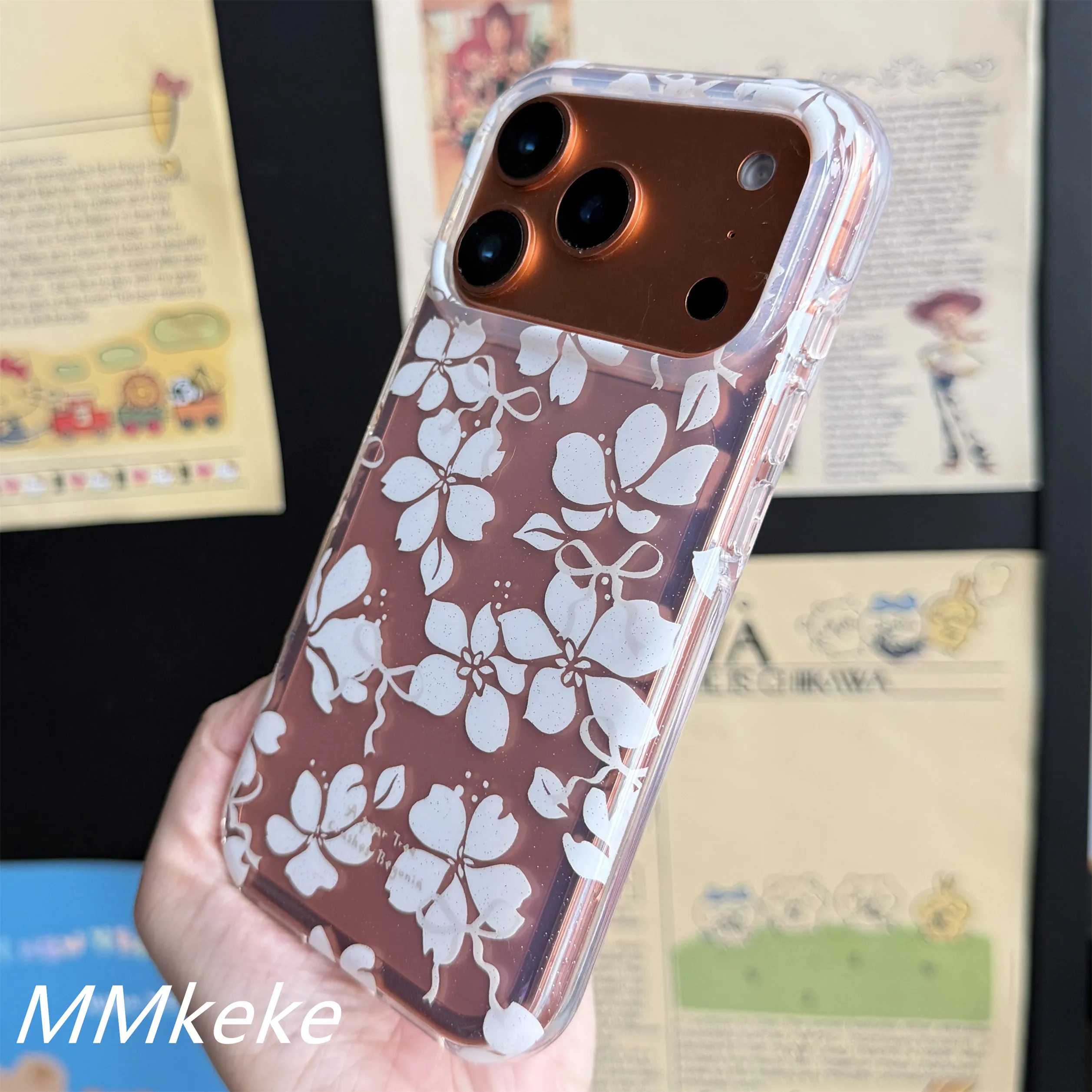 Korean ins Shining White illy Flower Girl Phone Case For iPhone 18 17 16 15 14 13 12 11 Pro XR XS X Max 7 8 Plus MINI Y2K Cover view 4