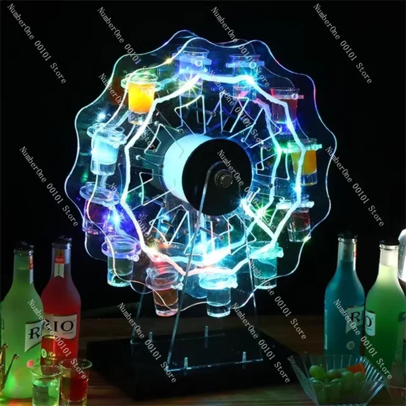 

Customizable Logo Rechargeable 12-Cup LED Shot Glass Wine Rack Acrylic Ferris Wheel Nightclub Bar KTV Party Wedding Decoration