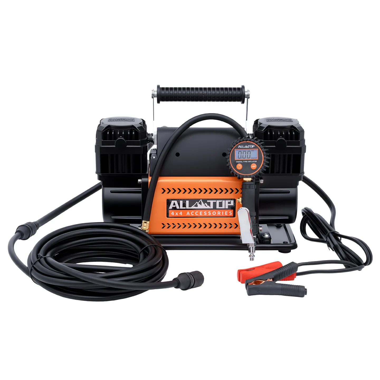 

ALLTOP Car Inflatable Pump Dual-Cylinder High-Power Digital Display Orange/Black For Car Off-Road Tires Counter Model
