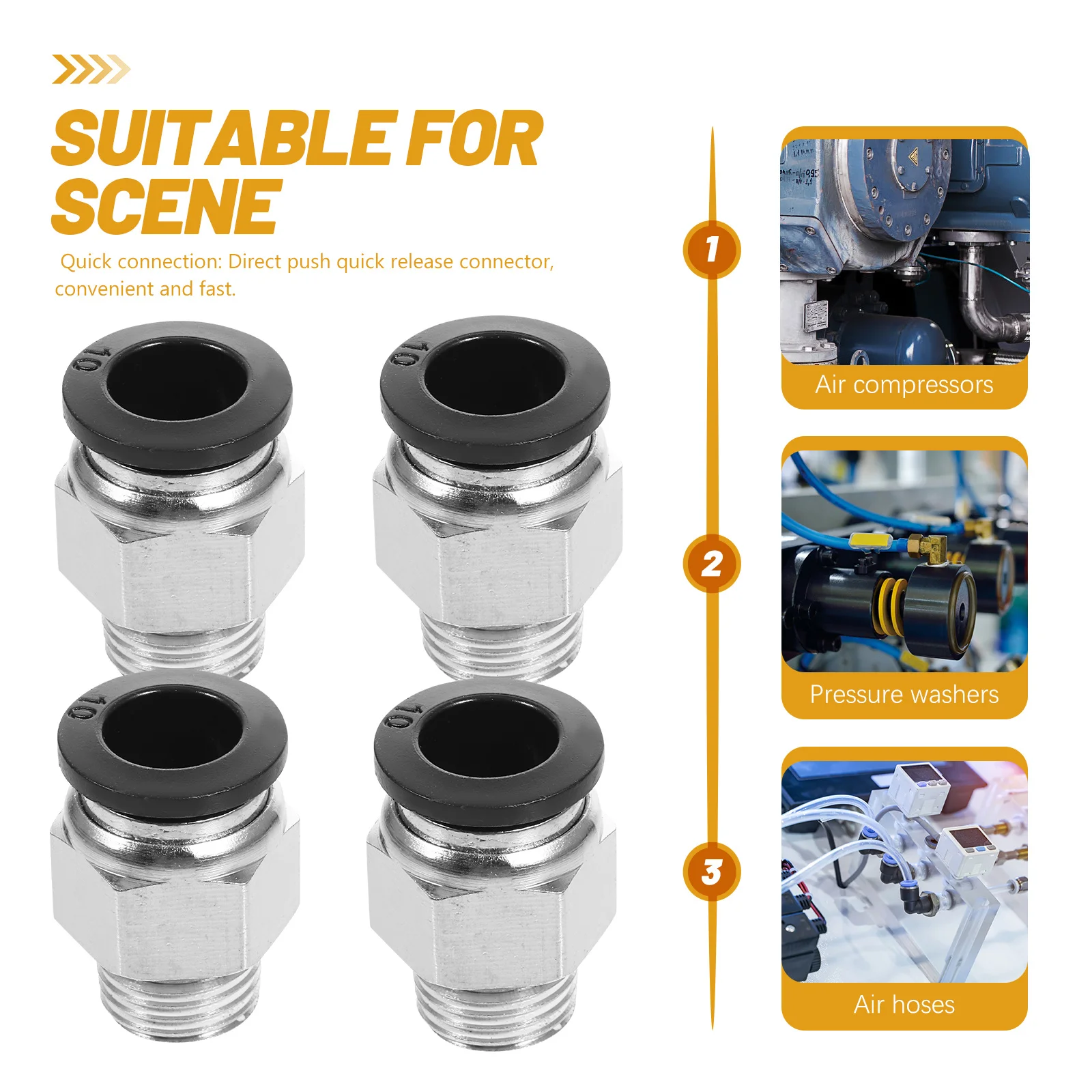 

10Pcs Quick Connect Air Fittings Push in Connector Pneumatic Hose Fittings Efficient Airtight Connectors Connector